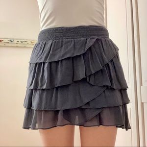 Stretchy Ruffle Tiered Blue/Gray Garnet Hill Skirt